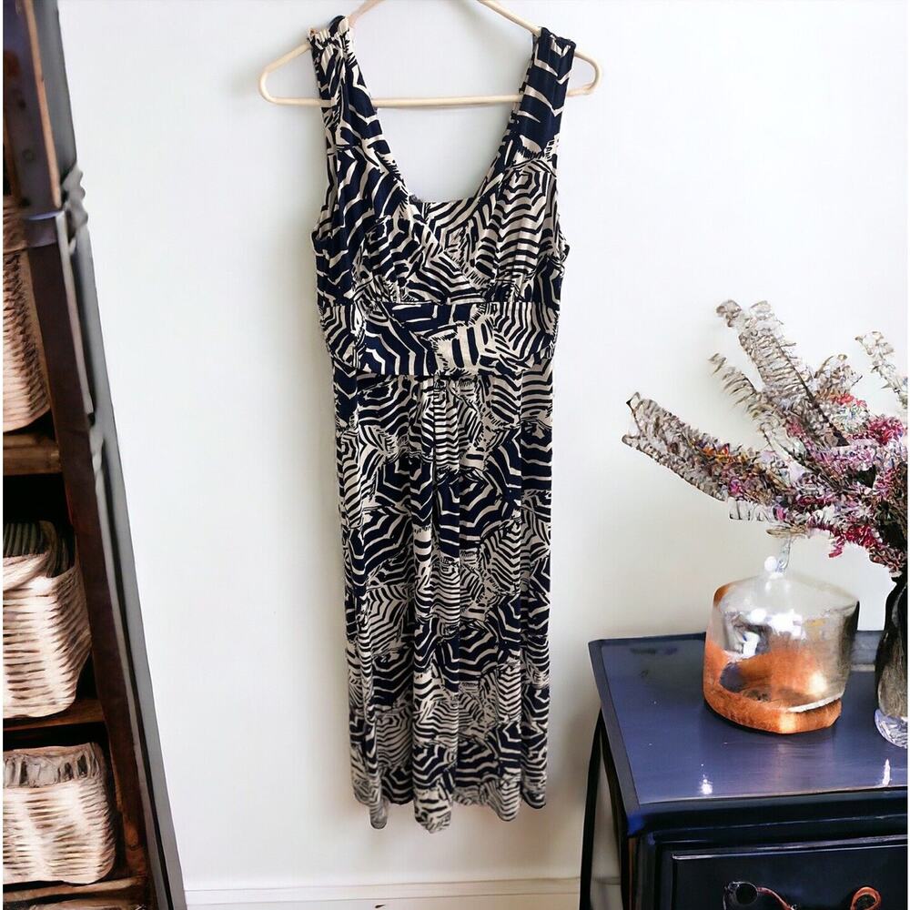 Lilly Pulitzer Maxi Dress Summer Vacation Size Large‎ Sleeveless Navy & White